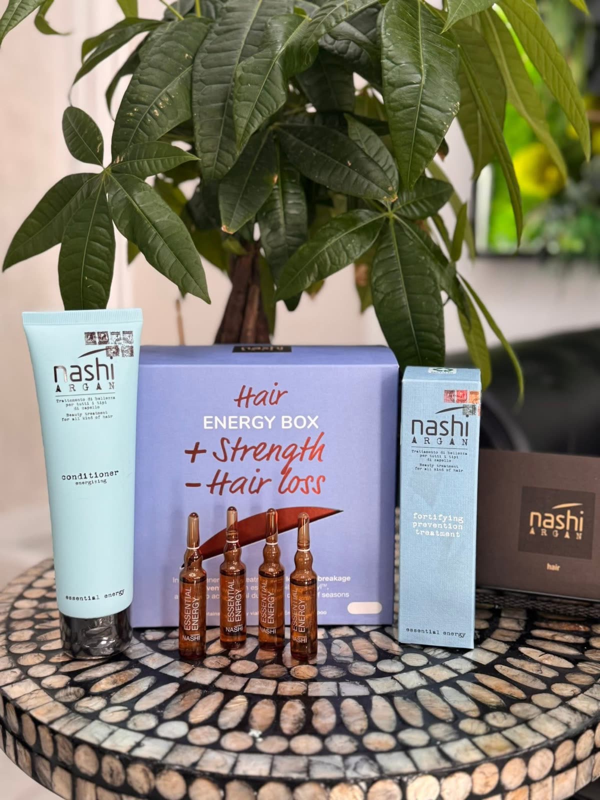 Nashi Argan hair care products sold in the salon
